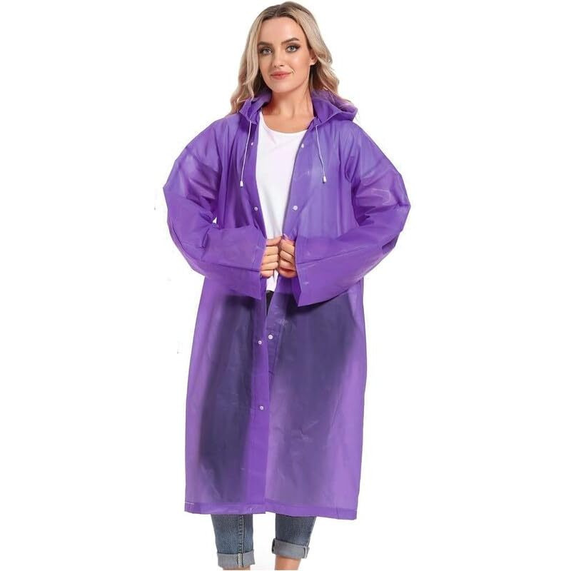 Okara Eva Waterproof Rain Coat Hooded Outdoor Water Resistant Suit Portable Men And Women_Purple,2Xl