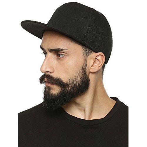 Ilu Cap For Men Women Unisex Topi Head Branded Boy's Girl's Hip Hop Caps Adjustable Strap Summer Sports Cricket Gym Dance Cotton Free Size Woolen Fashion Baseball Helmet Snapback Winter (Black)