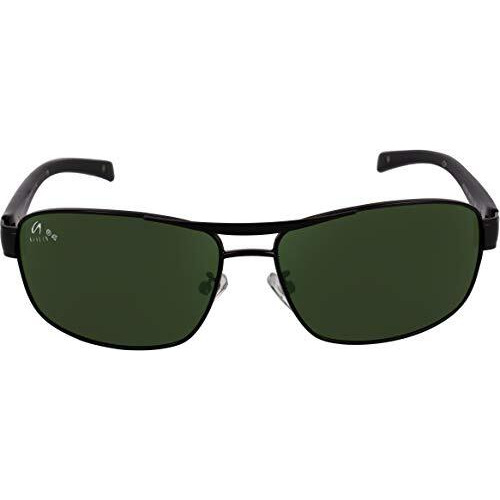 Aislin Toughened Glass Wayfarer/Rectangular Uv Protected Sunglasses For Men - (Dark Green G-15 Lens | Black Frame | Large Size | Rb3565)