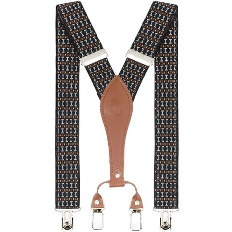 Peluche Dotted Fashion Black, White & Brown Colored 3.5Cm Strap Width Elastic Suspenders For Men