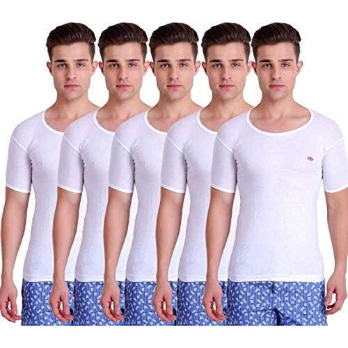 T.T. Mens Titanic Halfsleev Vest Pack Of 5 White