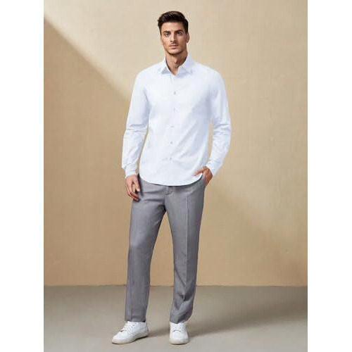 Be Active Men's Formal Full Sleeves Solid Shirt || Formal Shirts For Men || Men Formal Shirt Regular Fit || Formal Attire Men (Rf0004_1_L) White