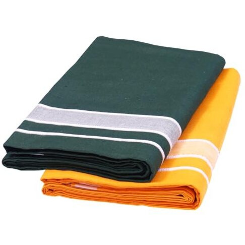 Green Tee Men Color Dhoti - Pack Of 2 (Mangoorange Ll Dark Green) (2 Meters)