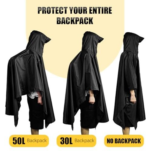 Gustave Adult Rain Coat, 3 In 1 Raincoat With Sun Shade Canopy, Hooded Riding Poncho & Full Cover Design, Windproof Camping Gear Rain Poncho With Storage Bag (Outdoor Travel Accessory)