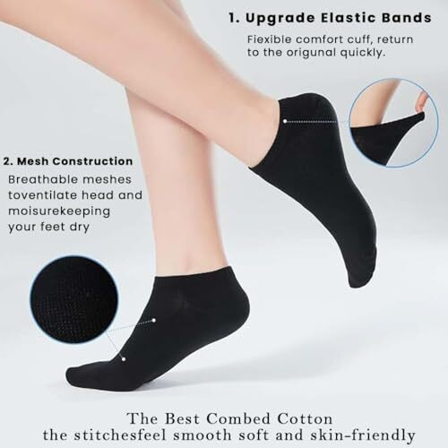 Zrinix Mens Cotton Ankle Length Socks Soft, Thin & Breathable | Odour Free & Anti-Bacterial, Softer Than Cotton Socks (Pack Of 3) Black