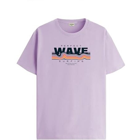 Adro Mens Printed T Shirt | The Super Soft Tshirt In India| Pure Cotton Lycra Breathable Fabric| 4 Way Stretch Smart Tech Fabric| Round Neck T-Shirt (Also In Plus Size) Rn25-St-Wave-Pu-S Purple