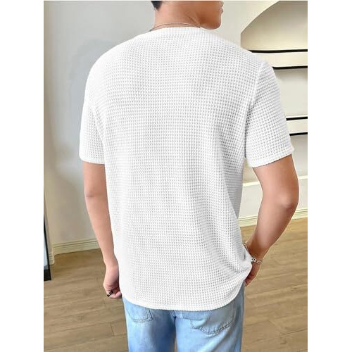 Jump Cuts||Printed Tshirt For Men||Drop Shoulder Tshirt For Men||Round Neck For Men||Waffle Regular Fit T-Shirt For Men White