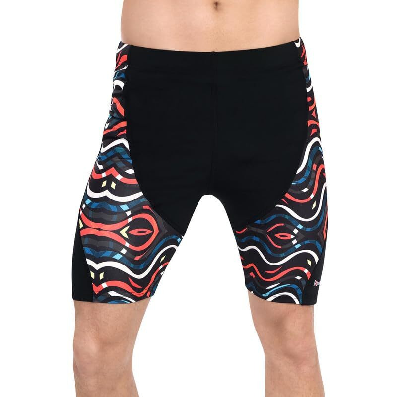 Rovars Men's Compression Half Tight Shorts Multi Sports Shorts For Cycling, Cricket, Football, Badminton, Gym, Fitness Swimming For Men (White Orange, L)
