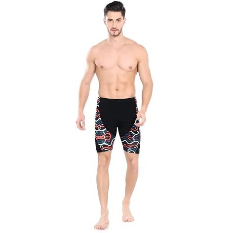 Rovars Men's Compression Half Tight Shorts Multi Sports Shorts For Cycling, Cricket, Football, Badminton, Gym, Fitness Swimming For Men (White Orange, L)