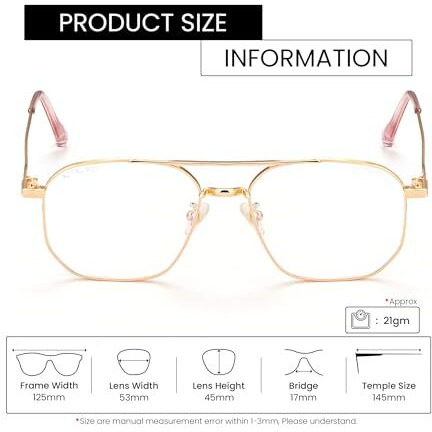 Royal Son Unisex's C3 Blue Block Lens | Golden Frame Reading Glasses-M (Sf0020-C3)