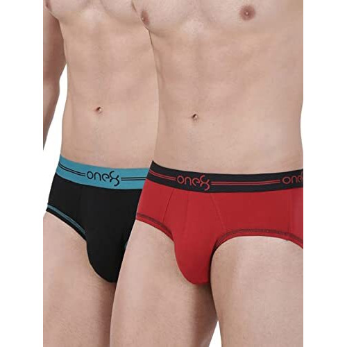 One8 By Virat Kohli Men's Cotton Brief (Pack Of 2) (203I_Brick Red/Black_X-Large_Brick Red/Black_Xl)