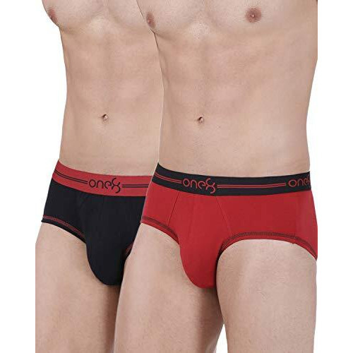 One8 By Virat Kohli Men's Cotton Brief (Pack Of 2) (203I_Brick Red/Black_X-Large_Brick Red/Black_Xl)
