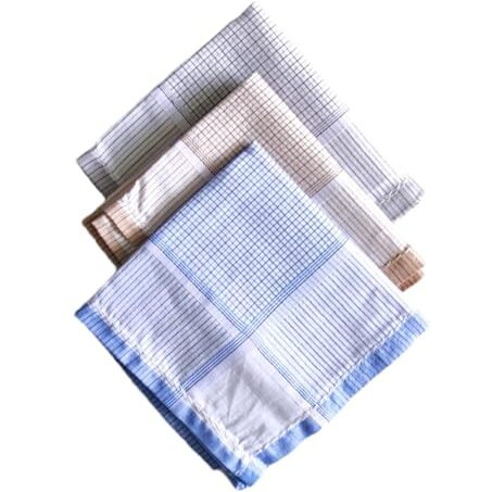 Caslino - Premium Cotton Men's Handkerchief, 6 Pieces, 45 X 45 Cm, Large Size Hanky For Gents, Checks Napkins (Multicolor White Checks, Pack Of 6)