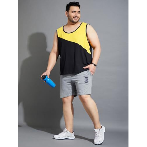 Bigbanana Plus Size Men's Regular Fit Colorblock Innerwear Vest (Wood-10,Black,5Xl)