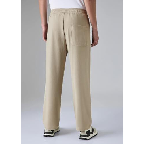 Kotty Men's Relaxed Fit Pleated Trousers | Casual Elastic Waist Straight-Leg Pants With Pockets | Stylish Formal & Casual Wear(Beige,34)