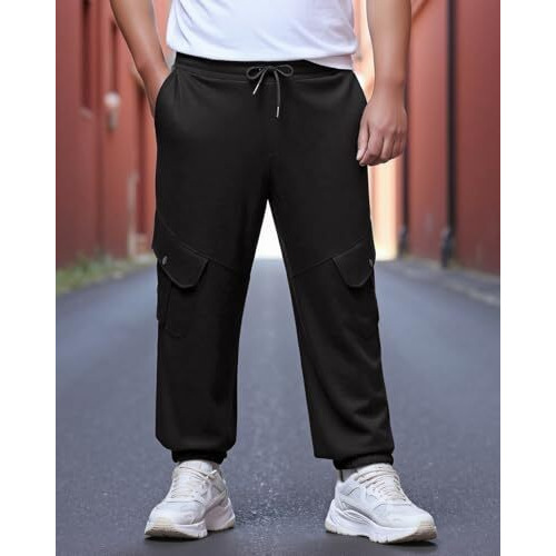 Bewakoof Air 1.0 Men's Solid Super Loose Fit Plus Size Joggers_580390_Black_6Xl