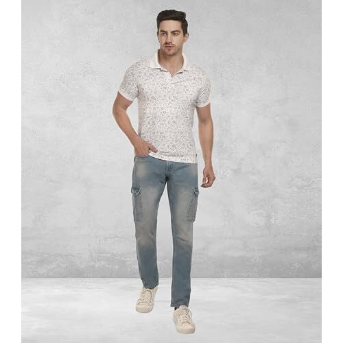 I'sol Men's Loose Baggy Fit Everyday Cargo Jeans With 6 Pockets Non-Stretchable