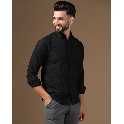 Tagdo Men's Full Sleeve Spread Collar Shirt (Rf-Wave-Shirt-2017-Black-L)