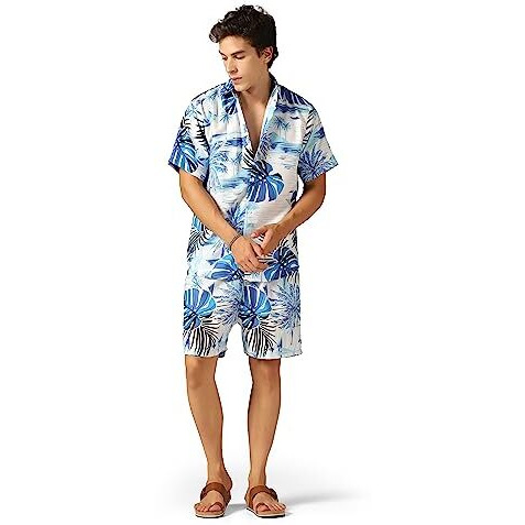 Greciilooks Mens Rayon Night Dress Regular Fit Men's Co-Ord Set (Sky, Xx-Large)