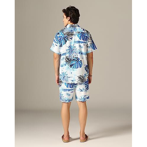 Greciilooks Mens Rayon Night Dress Regular Fit Men's Co-Ord Set (Sky, Xx-Large)
