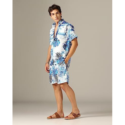 Greciilooks Mens Rayon Night Dress Regular Fit Men's Co-Ord Set (Sky, Xx-Large)