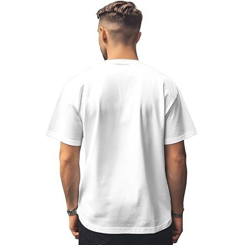 Peppyzone Men's Baggy Fit Pure Cotton Oversized Anime T Shirt For Men (M, White5)