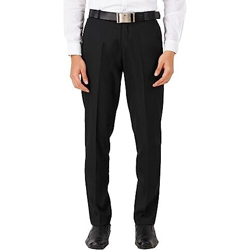 Mchenry Men's Stretchable Self Checkered Formal Trousers (42, Black)