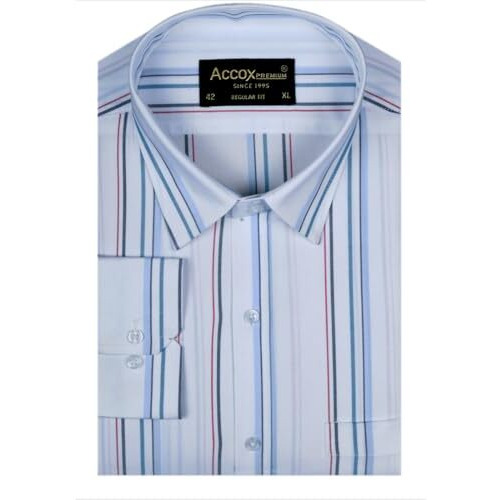 Accox Men's Breathable Cotton Full Long Sleeves Checkered Striped Regular Fit Formal Shirt For Men (O_Gcr390_40) Multicolour
