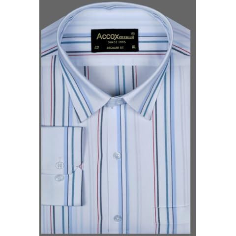Accox Men's Breathable Cotton Full Long Sleeves Checkered Striped Regular Fit Formal Shirt For Men (O_Gcr390_40) Multicolour