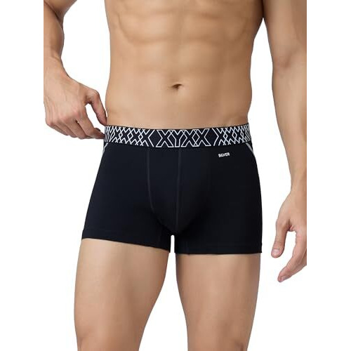 Xyxx Men's Pure Cotton Regular Solid Trunk (Pack Of 3) (Xy_Cr3_Trnk1_02_03_Atlas Black Night+Midnight Blue_M)