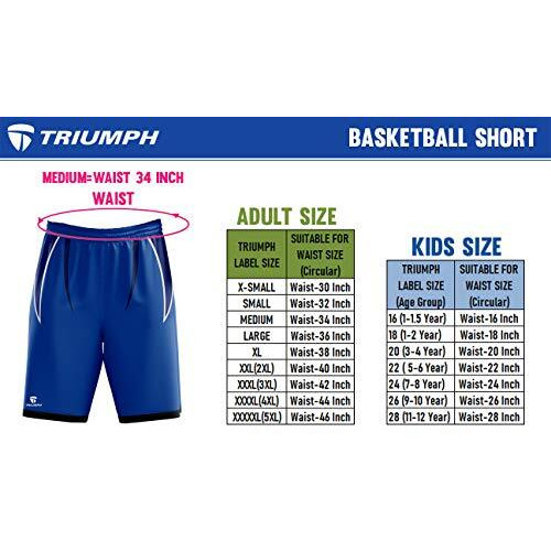 Triumph Men's/Boy's Polyester Sublimated Basketball Shorts Black Size Xx-Large