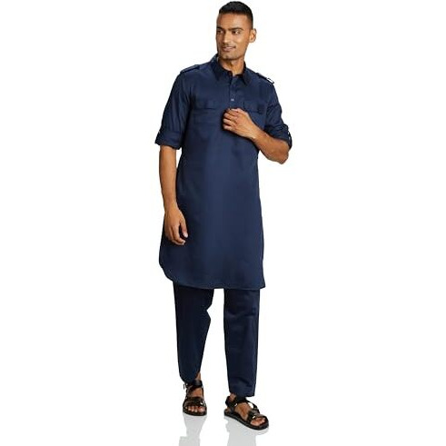 Amazon Brand - Symbol Cotton Men's Kurta Sets (Symethset-7_Navy Blazer 2Xl)