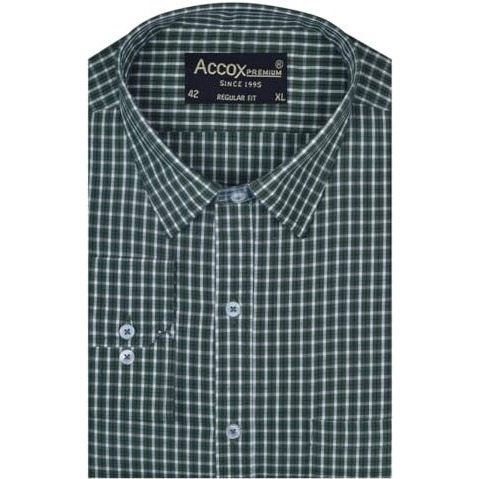 Accox Men's Breathable Cotton Full Long Sleeves Checkered Regular Fit Formal Shirt For Men (O_Gcr402_42) Multicolour