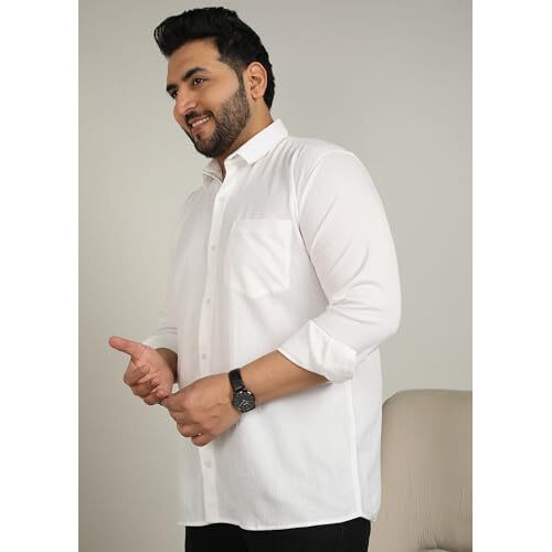 Elyyork Men's Solid Regular Fit Shirt (Cb-Plusplain-126Xl_White