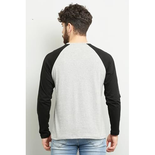 Almuda Men's Regular Fit Full Sleeve Round Neck Pure Cotton T-Shirt (Light Grey)