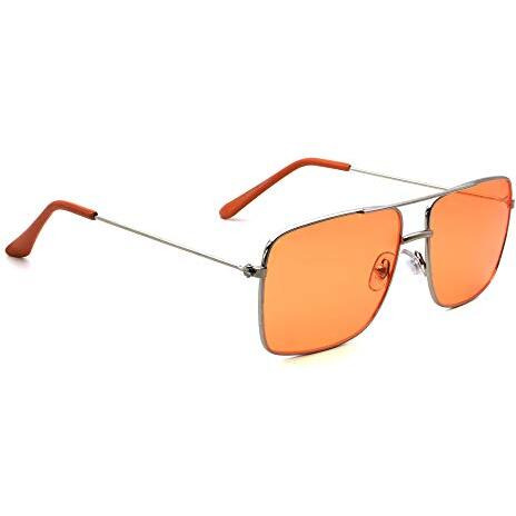 Peter Jones Silver Frame Orange Lenses Night Vision Square Medium Unisex Sunglasses