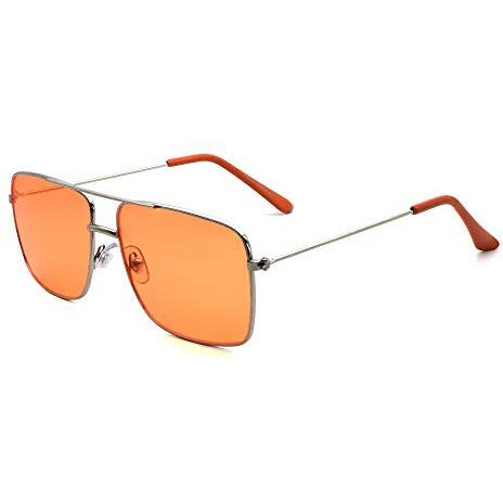 Peter Jones Silver Frame Orange Lenses Night Vision Square Medium Unisex Sunglasses