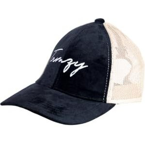 Tamzy Unisex Suede & Mesh Adjustable 6 Panel Trucker Cap | Zenith Caps For Outing & Summer | Snapback Caps For Men & Women | Flat Embroidery Sports Cap | Sun Protection Cap (Dark Black + Beige)