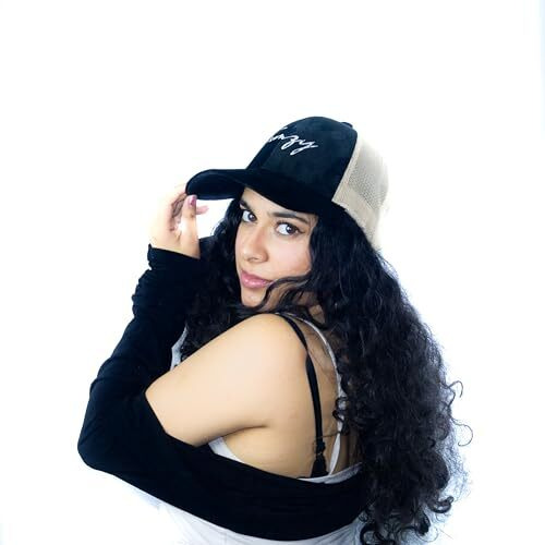 Tamzy Unisex Suede & Mesh Adjustable 6 Panel Trucker Cap | Zenith Caps For Outing & Summer | Snapback Caps For Men & Women | Flat Embroidery Sports Cap | Sun Protection Cap (Dark Black + Beige)