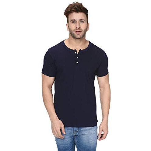 London Hills Men's Regular Fit T-Shirt (Lh_T_Hf_515_Size.L_Dark Blue_Large)