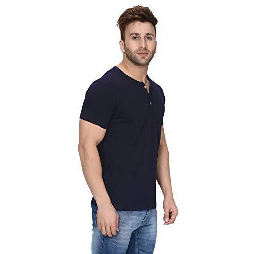 London Hills Men's Regular Fit T-Shirt (Lh_T_Hf_515_Size.L_Dark Blue_Large)