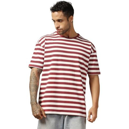 Leriya Fashion Mens T-Shirt | T Shirt For Men| Oversized T Shirt For Men| Loose Fit T Shirt For Men (Medium, Red)