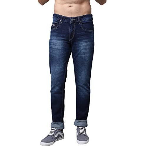 Cantabil Solid Jeans Flat Front Mid Rise Full Length Regular Fit Casual Jeans For Mens | Jeans For Mens | Mens Full Length Casual Jeans (Mdnm00247_Darkmercerised_34)
