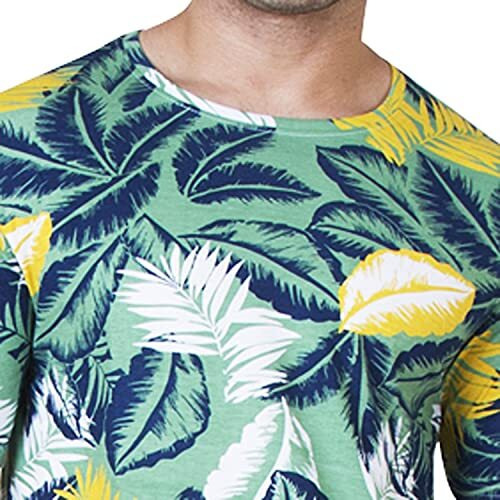 Veirdo Men's Regular Fit Printed Round Neck T-Shirt(X-Large, Green)