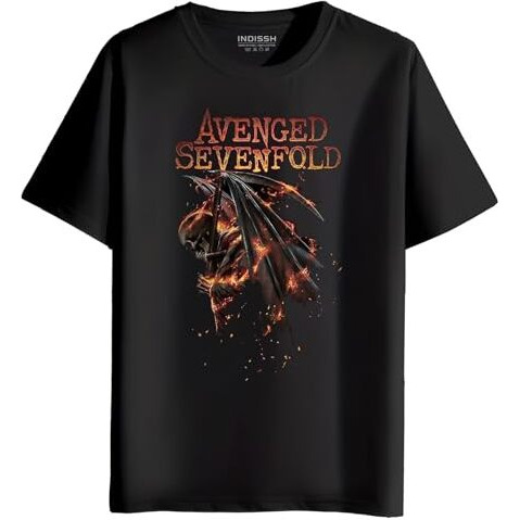 Indissh Music Band Avso2 Printed Regular Half Sleeves Cotton T-Shirt - 7Xl | Black