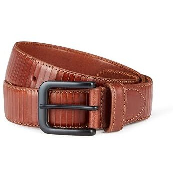 Symbol Premium Men's Genuine Leather Casual Belt (Striped Tan_32-34)
