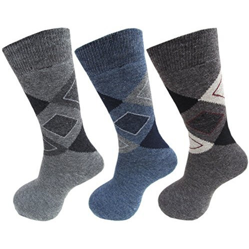 Rc. Royal Class Men's Woolen Calf Length Towel Thick Warm Socks (Multicolour, Free Size) - Set Of 3 Pairs