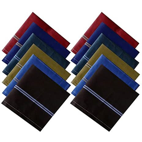 Dikhawa 100% Multi-Coloured Cotton Essential Formal Handkerchiefs For Men (Dark Colour Assorted_42Cm X 42Cm_Pack Of 12)