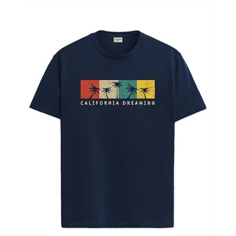 Adro Mens Printed T Shirt | The Super Soft Tshirt In India| Pure Cotton Lycra Breathable Fabric| 4 Way Stretch Smart Tech Fabric| Round Neck T-Shirt (Also In Plus Size) Rn25-St-Cldm-Nb-M Navy Blue