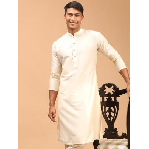 Vastramay Regular Fit Men's Cream Viscose Kurta (Vasmk091Cr_42, Xl